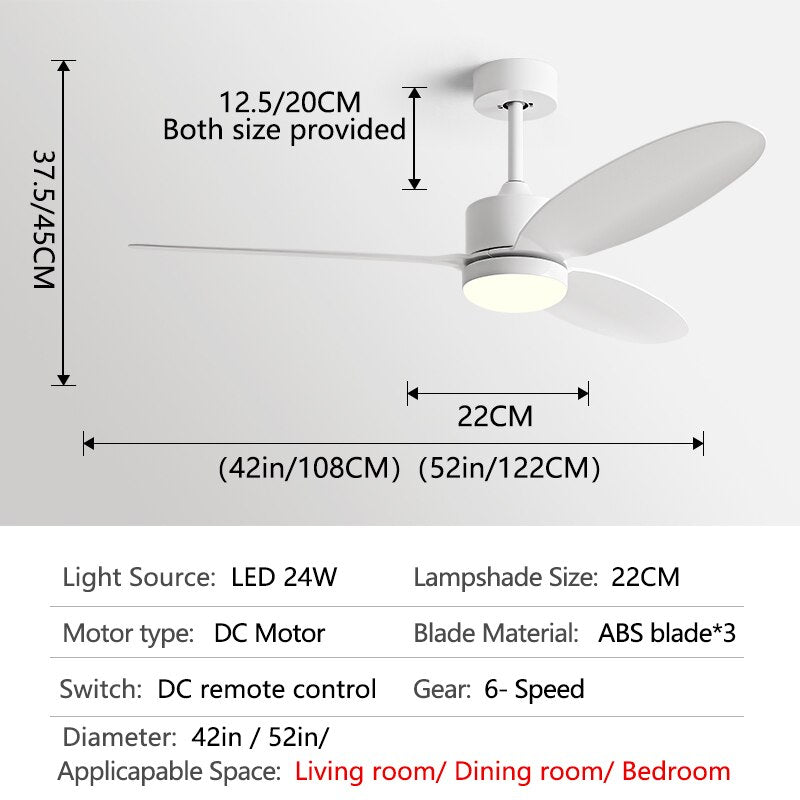 52Inch Fan lamp Modern Simple DC Ceiling Fan Lamp Restaurant Living Room Household use 110V 220V Remote Control Electric fan