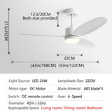 52Inch Fan lamp Modern Simple DC Ceiling Fan Lamp Restaurant Living Room Household use 110V 220V Remote Control Electric fan