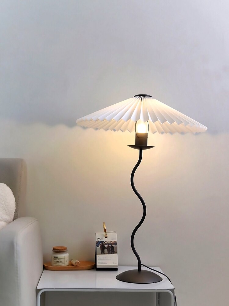 Pleated Skirt Lamp Shade Floor Lamp Japanese Minimalist Living Room Bedroom Ground Floor Lamp Bedside Atmosphere Table Lamp