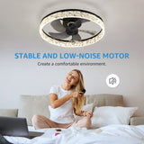 Ceiling Fan Light Remote Acrylic Ceiling Lamps Ceiling Fan with Led Lights Adjustable Wind Speed LED Dimming Crystal Decor