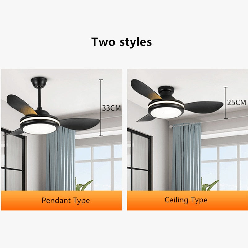 LED Ceiling Lamp Fan With Light DC Lighting Remote Control 220v Lights Modern Bedroom Hanging For Living Room Home Silent Lamps