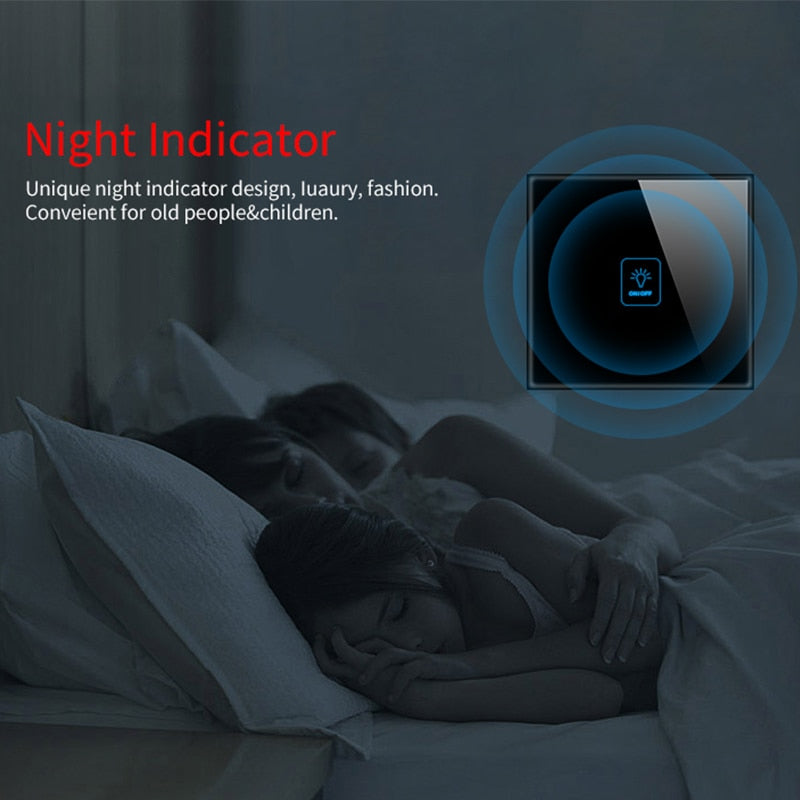 Szaoju Touch Switch EU Standard White Crystal Glass Panel Light Switch AC110-220V Switch 1/2/3 Gang 1 Way Wall Lamp TOUCH SWITCH