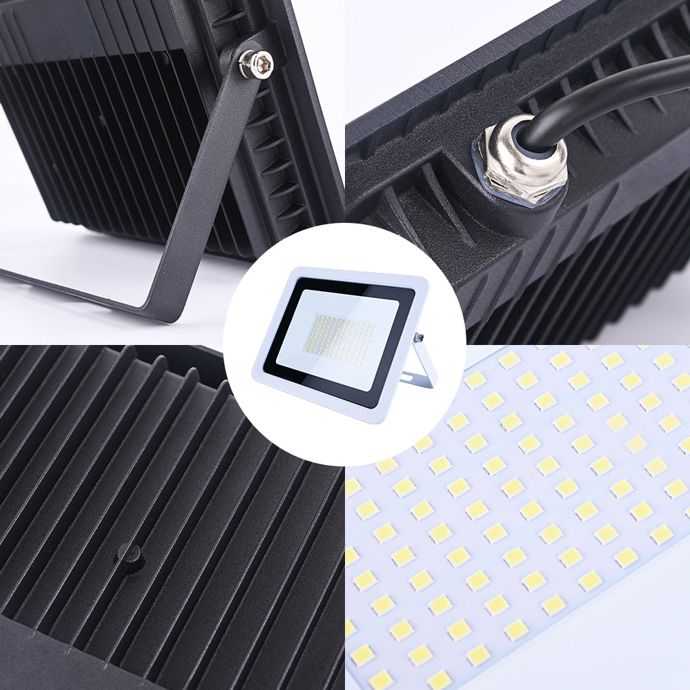 LED Flood Light 100W 50W 30W 20W 10W AC 220V Outdoor IP68 Waterproof Reflector Spotlight Street Light Wall Lamp Garden Lighting