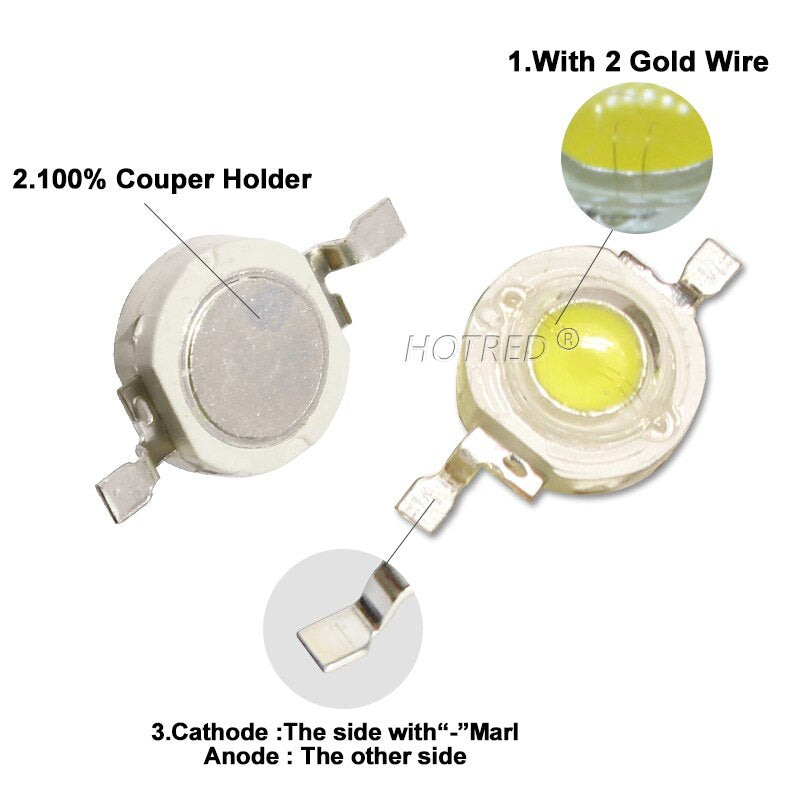 10-1000Pcs High Power LED COB Lamp Chip 1W 3W 3.2-3.6V 110-280LM Bead Warm Cold White Blue Diode For DIY LED Spotlight Downlight