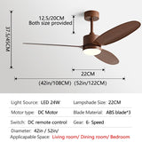 52Inch Fan lamp Modern Simple DC Ceiling Fan Lamp Restaurant Living Room Household use 110V 220V Remote Control Electric fan