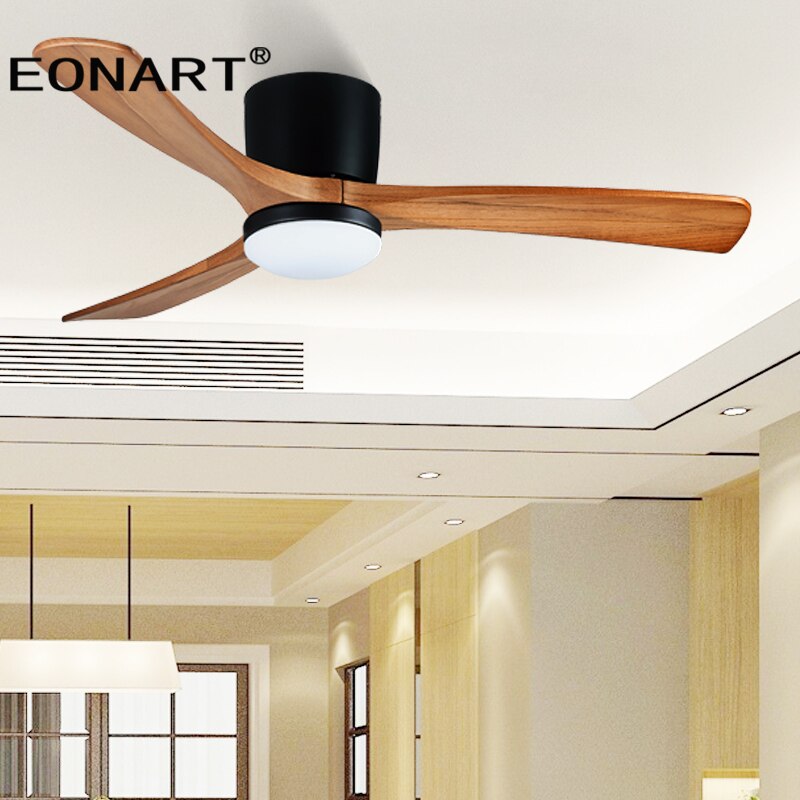 48Inch Low Floor Wooden Led Dc Ceiling Fan With Lamp  Remote Control  Modern Indoor Solid Wood White Ceiling Fans Without lmap