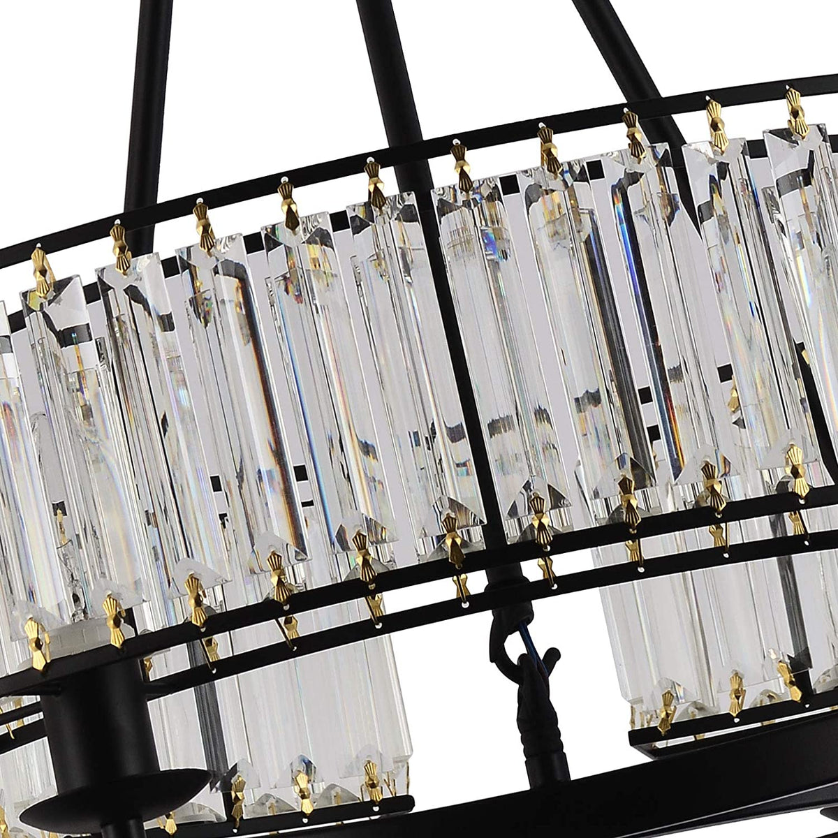 Black Frame Luxury Crystal Chandelier Pendant Light for Dining Room, Bedroom