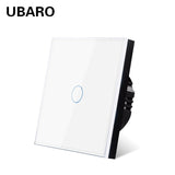 UBARO EU/UK Standard Crystal Tempered Glass Wall Panel Light Touch Switch Led Indicator Sensor Electrical Button 1/2/3Gang 220V