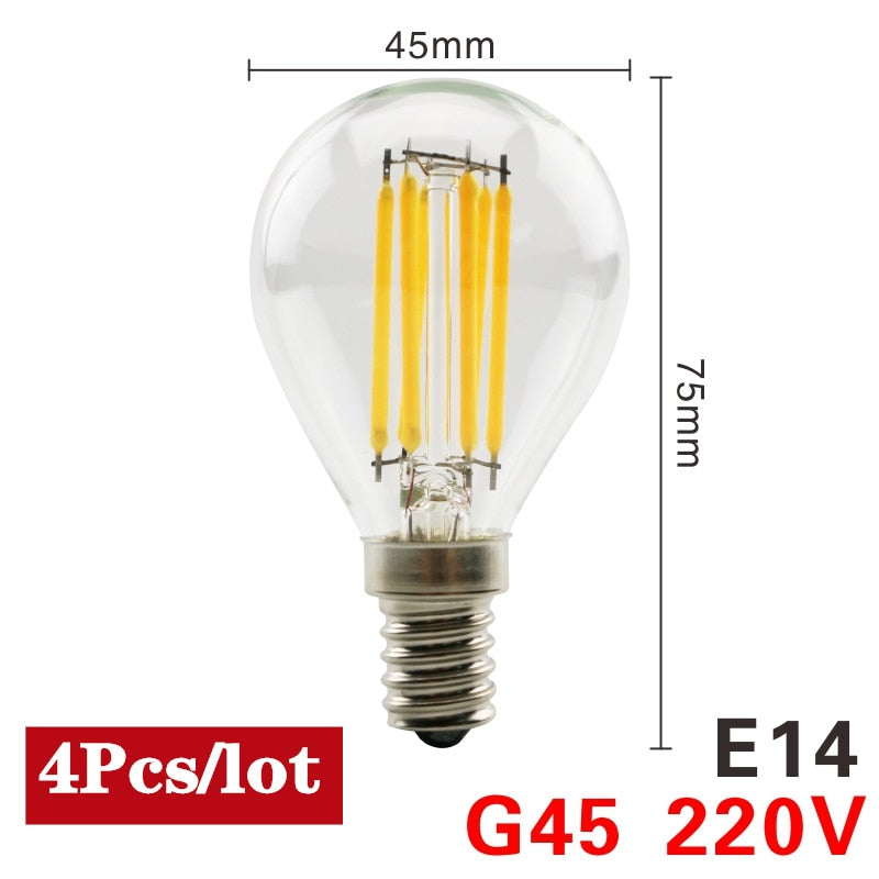 4pcs/lot LED Candle Bulb C35 ST64 Vintage Lamp E14 LED E27 A60 G95 G125 AC220V LED Globe 2W 4W 6W 8W Filament Edison Light Bulbs