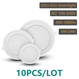 10pcs/lot Downlight AC110V AC220V Ceiling Light 17W 20W 24W Recessed Led Down light Round Panel Light Spotlight Indoor Lighting
