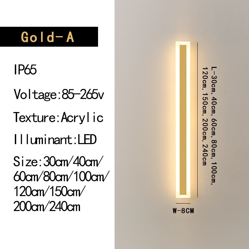 LED Long Wall Lamp，Outdoor，Waterproof，IP65，Garden, Decorative Lighting，Modern，Balcony，Villa，110v 220v