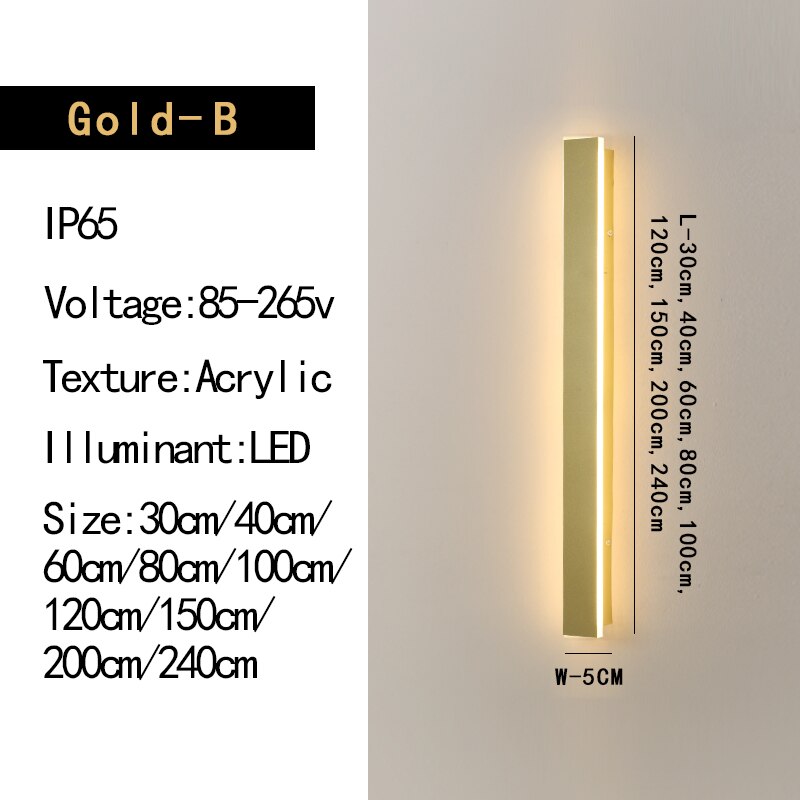 LED Long Wall Lamp，Outdoor，Waterproof，IP65，Garden, Decorative Lighting，Modern，Balcony，Villa，110v 220v