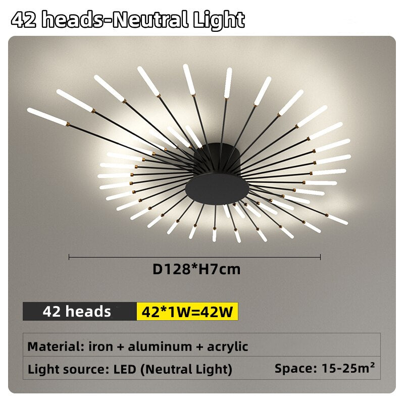 Led Firework Chandelier Dimmable For Living Room Bedroom Modern Ceiling Chandelier Dining Room Ceiling Lamp With Remote Control