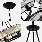Black Frame Luxury Crystal Chandelier Pendant Light for Dining Room, Bedroom