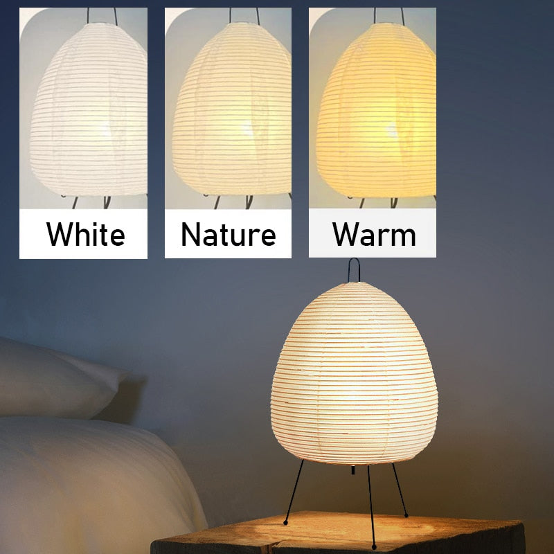 Noguchi Rice Paper Floor Lamp Japanese Paper Lantern Dimming Table Lamp Eye-Protection Bedside Lamp for Bedroom/Home Decoration