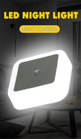 Smart Motion Sensor LED Night Light Lamp EU UK US Plug Mini Wall Lights For Bedroom Hallway Corridors Stairs Bedside Lamp
