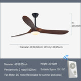 Luxury Natural Wooden Ceiling Fan Home Decorative Pendant Fan With Lamp Reversible Motor Suitable for Summer and Winter