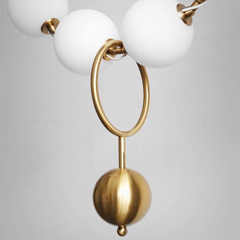 Moderne Witte Glazen Bol Hanglamp Voor Restaurant Hal Creatieve Ketting Ontwerp Decro Verlichtingsarmaturen Met 8 Lampen
