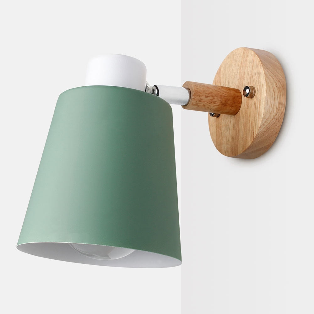 wooden wall lights bedside wall lamp wall sconce modern wall light for bedroom Nordic macaroon 6 color steering head E27 85-285V