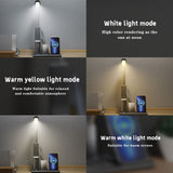 QI Wireless Charging LED Table Lamp,15W Eye Protection Folding Desk Lamp with Pen Holder Touch Control No Blu-ray Reading Light