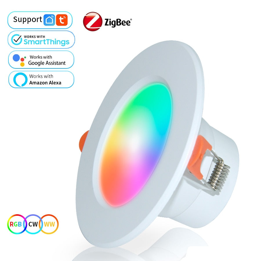 8pcs ZigBee Smart Ceiling Lights RGB Tuya WiFi Bluetooth LED Downlights Recessed Spotlight Alexa Lamps Control Alexa Google Home