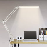 LED Desk Lamp with Clamp, Eye-Care Dimmable Reading Light, 3 Color Modes Swing Arm Lamp, USB Clip-on Table Lamp, Daylight Lamp
