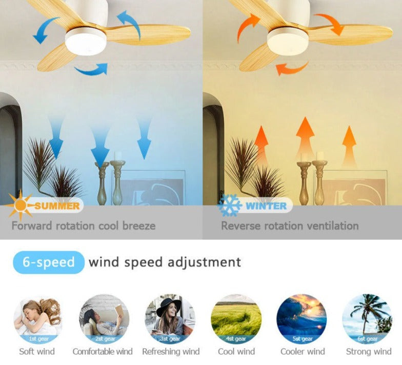 35Inch Design Fan Modern Floor Wood Dc Ceiling Fan Lamp With Remote Control Indoor Solid Wood LED light Fans For Home Ventilation