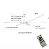 100 Inch Large Ceiling Fans With Light DC Motor Reverse Blades 110V 220V Stainless Ceiling Fans Ventilator De Techno Silver Fan