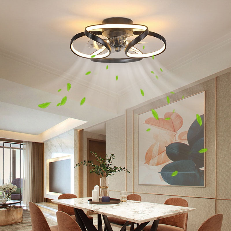 Modern Led Lamp Ceiling Fan Light Chandelier Remote Control Ceiling Fans with Light Nordic Bedroom Dining Room Indoor Lighting