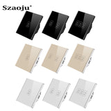 Szaoju Touch Switch EU Standard White Crystal Glass Panel Light Switch AC110-220V Switch 1/2/3 Gang 1 Way Wall Lamp TOUCH SWITCH