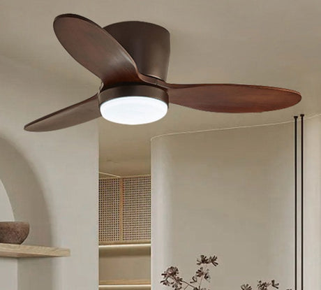 35Inch Design Fan Modern Floor Wood Dc Ceiling Fan Lamp With Remote Control Indoor Solid Wood LED light Fans For Home Ventilation
