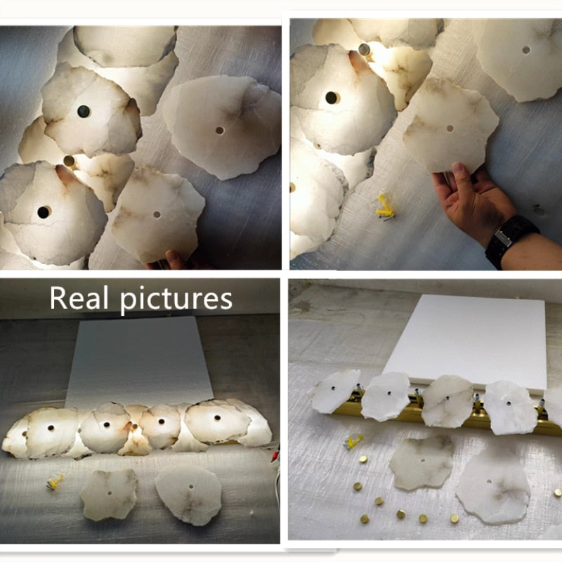 Natural Marble LED Wall Lamp Copper Luxury Novelty Lighting Sconce For Bedroom Living Dining Room Wall Decors Modern Art Design