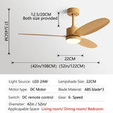 52Inch Fan lamp Modern Simple DC Ceiling Fan Lamp Restaurant Living Room Household use 110V 220V Remote Control Electric fan