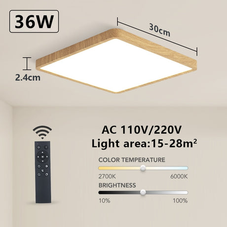  Tuya Smart LED Ceiling Lamp Wood Grain App Voice Control Alexa/Google Remote Control Square Ceiling Lights Living Room