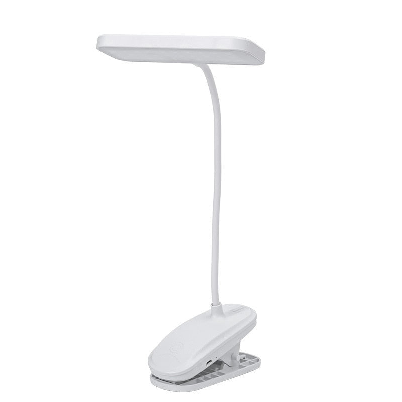 360° Flexible Table Lamp with Clip Stepless Dimming Led Desk Lamp Rechargeable Bedside Night Light for Study Reading Office Work
