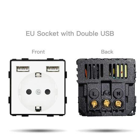  Wall Light Switches Glass Panel Parts White USB Sockets Function Parts  DIY EU CAT5 TV Sockets Power Outlet Parts