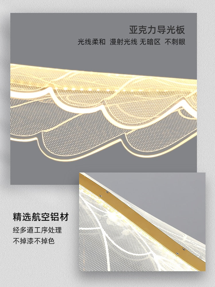 Dining Room Island LED Chandeliers Modern Novelty Restaurant Office Long Wing Pendant Lamp Bar Coffee Acrylic Art Hanging Lights