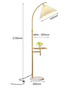 INS Fabric Floor Lamp with Table Nordic Pleated Standing Light for Living Room Sofa Bedroom Study Marble Vertical Desk Lamps
