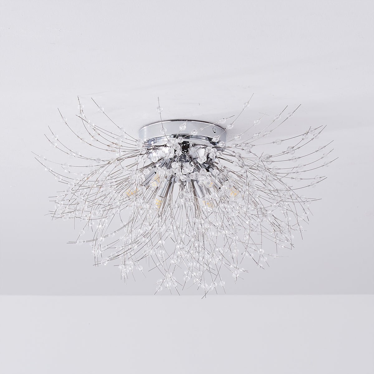 LED Crystal Firework Chandelier Modern Style Ceiling Light Fixtures 6 Light Pendant