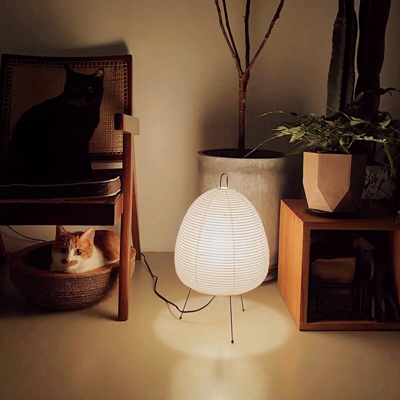 Japanese Rice Paper Lamp Akari Wabi-sabi Yong Table Lamp Noguchi Design Bedside Lamp 3 Colour Dimmable Eye-Protection Desk Light