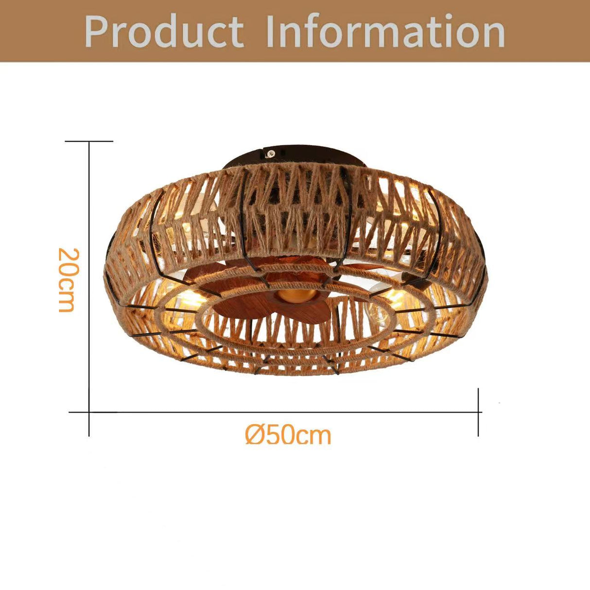 American retro cage ceiling fan lamp dining room bedroom ceiling lamp hemp rope industrial wind ceiling fan with light remote