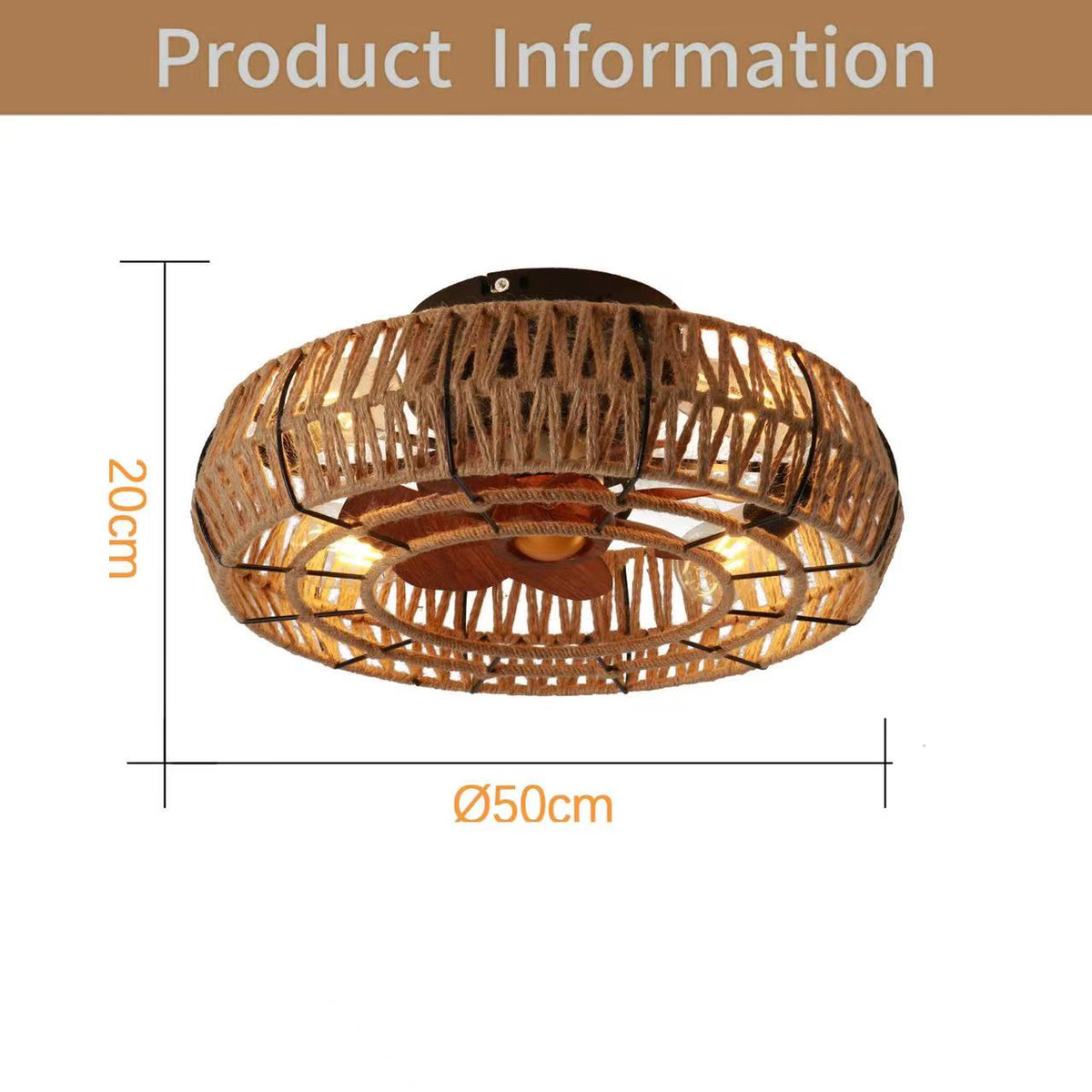 American retro cage ceiling fan lamp dining room bedroom ceiling lamp hemp rope industrial wind ceiling fan with light remote