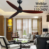 60 Inch Led Ceiling Fan Lamp Roof Home Fans Modern Indoor Decorate Wooden Blade Dc Ceiling Fan With Remote Control Ventilador