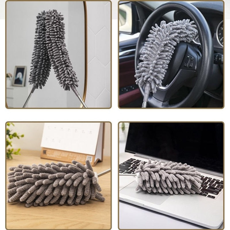2023 Telescopic Cleaning Duster Brush Extended Long Crevice Spider Web Microfiber Brushes Bendable Household Dust Clean Remover