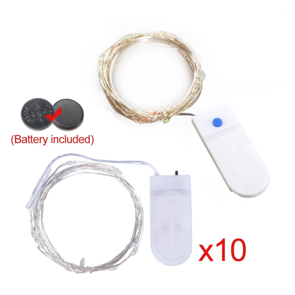 Three mode LED Fairy Light Mini Christmas Light holiday Copper 10pcs Wire String Light Waterproof Including 2*CR2032 Battery