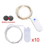 Three mode LED Fairy Light Mini Christmas Light holiday Copper 10pcs Wire String Light Waterproof Including 2*CR2032 Battery