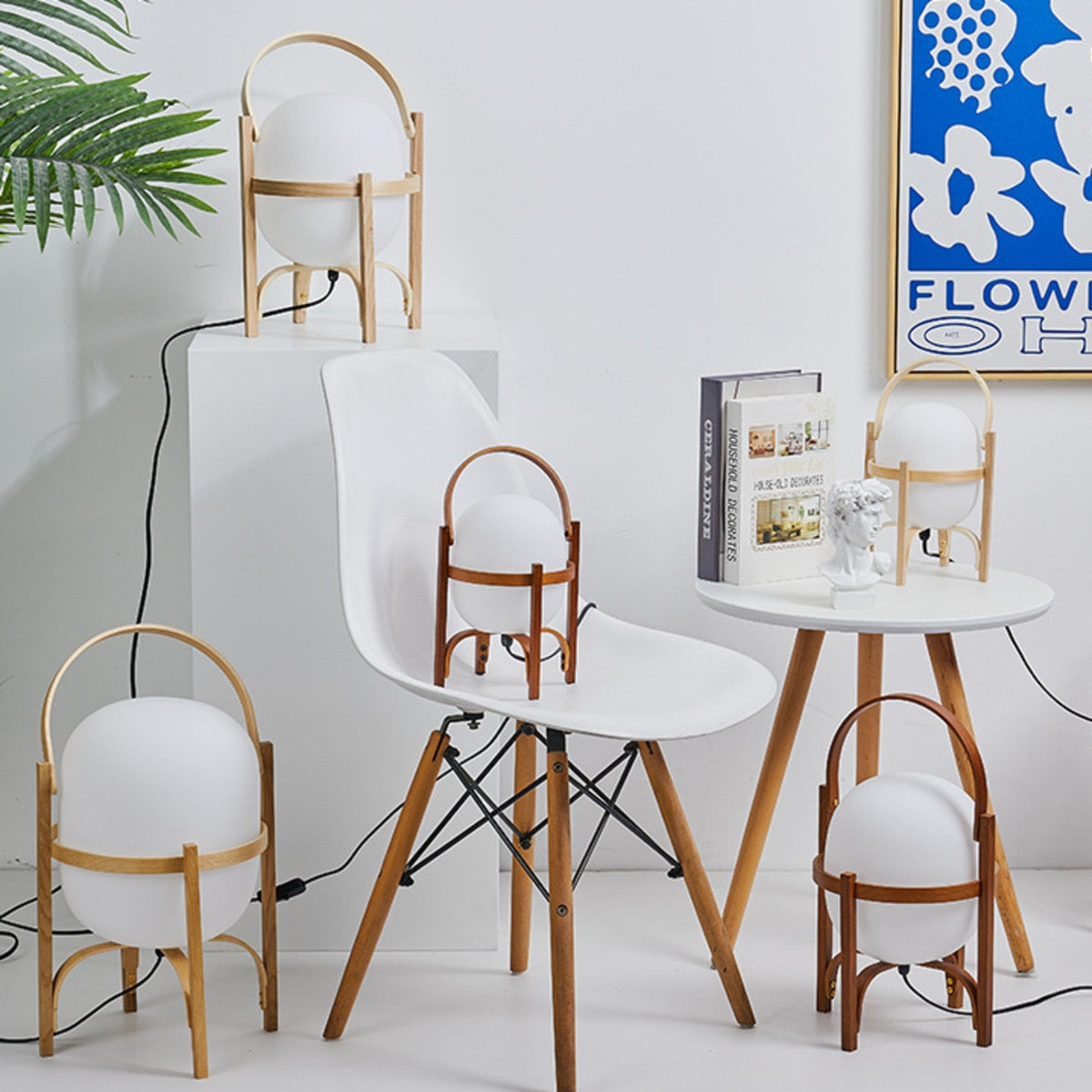 Modern Solid Wood Floor Lamp Wooden Basket Glass Table Lamp Personality Creativity Simple Japanese Home Stay Bedside Living Room