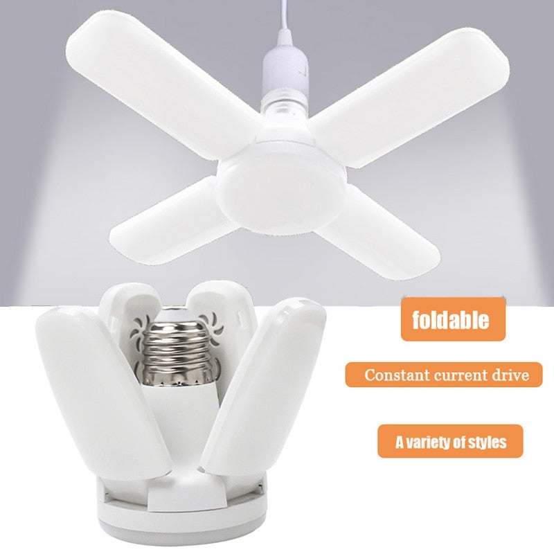 E27 LED Bulb Fan Blade Timing Lamp AC85-265V 28W Foldable Led Light Bulb Lampada For Home Ceiling Light With Remote Controller