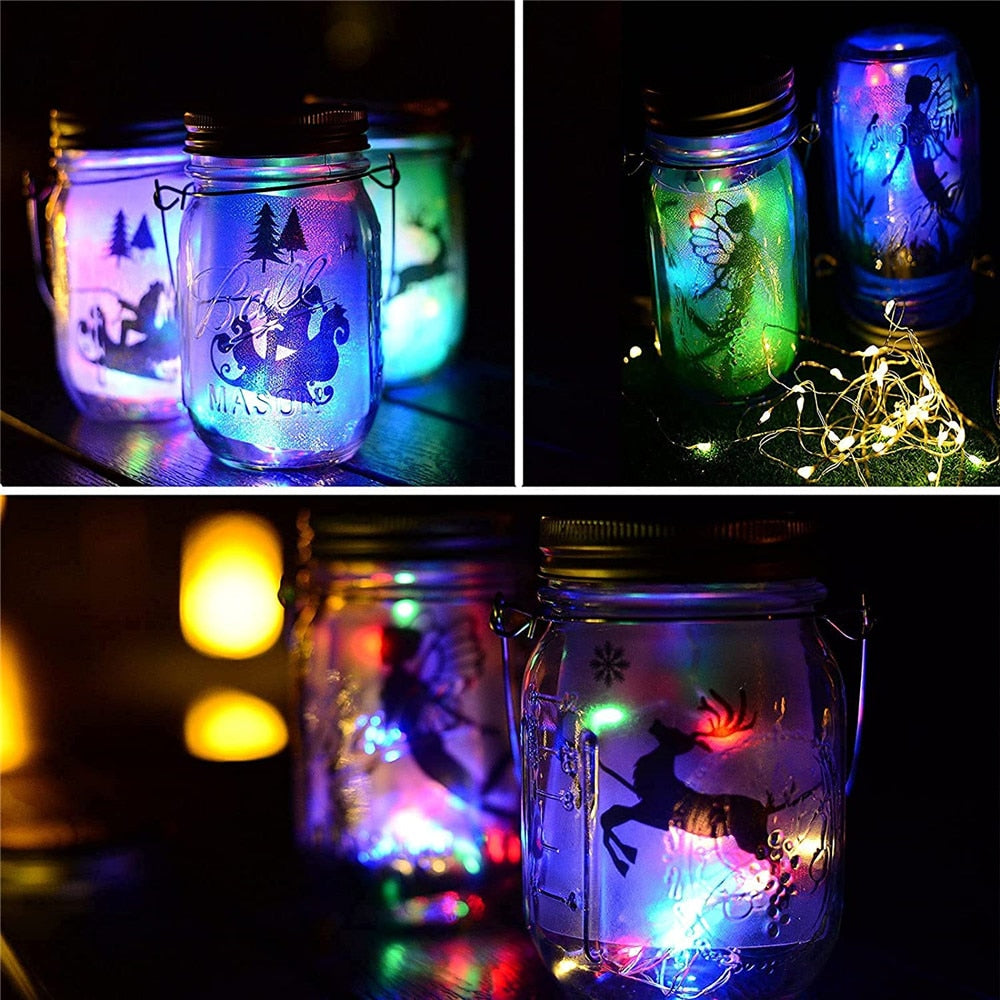Solar Mason Jar Lid Lights Outdoor Waterproof Hanging Mason Jar Lights Christmas Lights for Garden Patio Porch Lawn Decoration