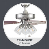 52&quot; 5 Blade Satin Nickel Ceiling Fan with 3 Lights Ceiling Fans Room Decor Home Fan  Ceiling Fan with Led Light